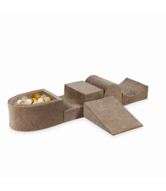 Mimii Foam hindernisbaan met velvet ballenbak | Donker beige