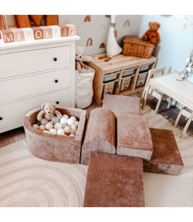 donker beige foam speelset voor peuters – zachte speelblokken