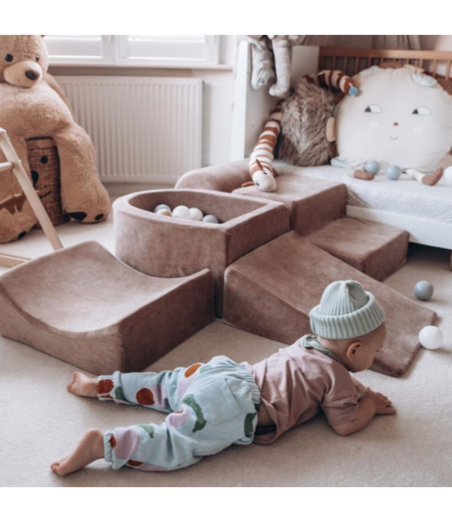 donker beige foam speelset voor peuters – zachte speelblokken