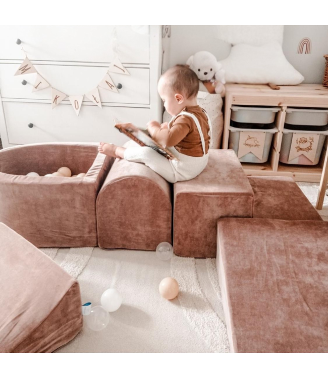 donker beige foam speelset voor peuters – zachte speelblokken