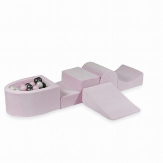 Mimii Foam hindernisbaan velvet met ballenbak | Licht roze