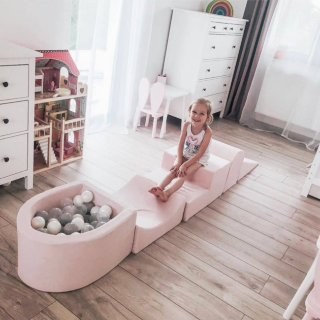 Lichtroze velvet foam speelset – zachte blokken voor ontwikkeling & spel