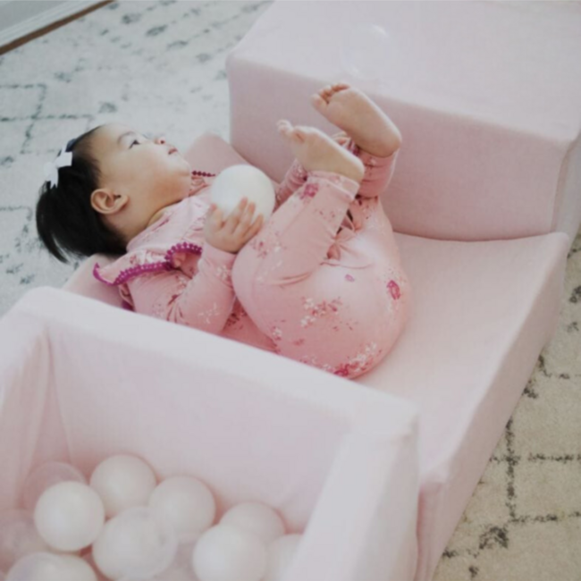 Lichtroze velvet foam speelset – zachte blokken voor ontwikkeling & spel