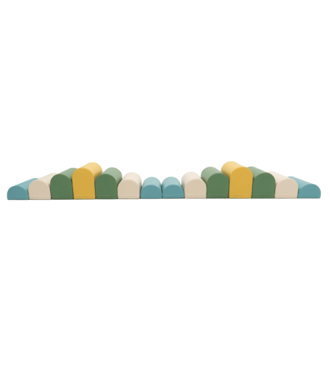 Pastel turquoise foam stapstenen – 4, 7 of 14-delige set voor actief spel
