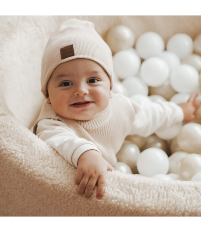 Beige teddy ballenbak met 300 ballen – zachte speelplek van 90x40 cm voor baby's en peuters