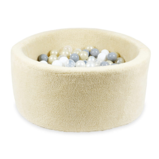 Mimii Piscine à balles beige en tissu teddy avec 300 balles