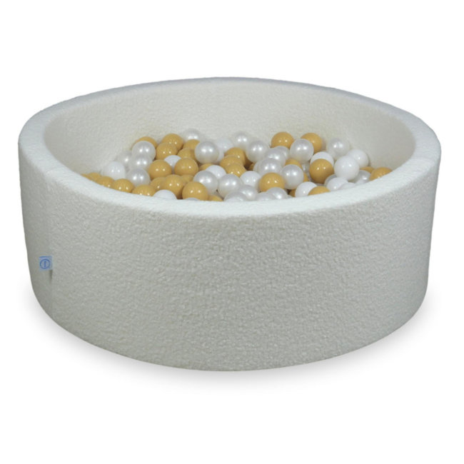 Piscine à balles en tissu teddy blanc avec 500 balles – douceur et style pour les tout-petits
