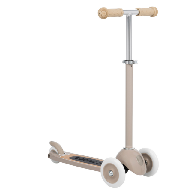 Trottinette enfant à 3 roues en beige, parfaite pour débuter en toute sécurité