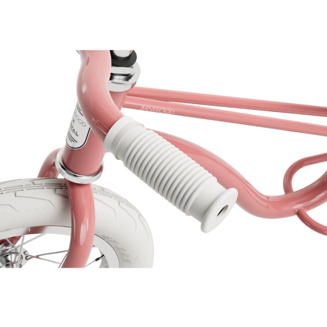 Roze 12 inch loopfiets in vintage stijl en verstelbaar stuur  en zadel