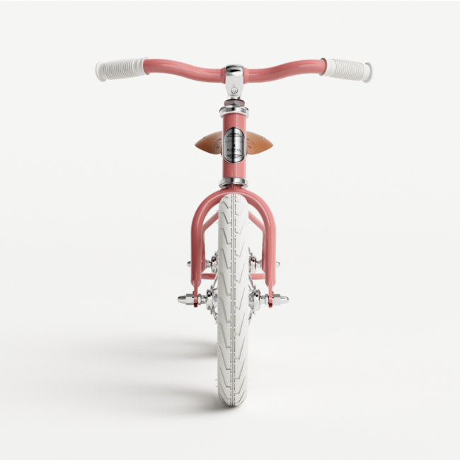 Roze 12 inch loopfiets in vintage stijl en verstelbaar stuur  en zadel