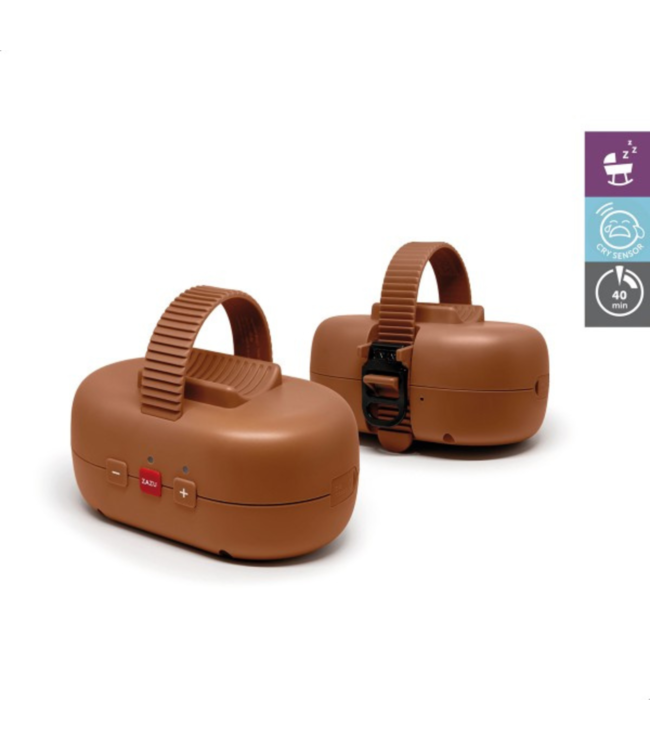 Comfortabele baby rocker Robby met zachte schommelstanden voor onderweg, in bruin