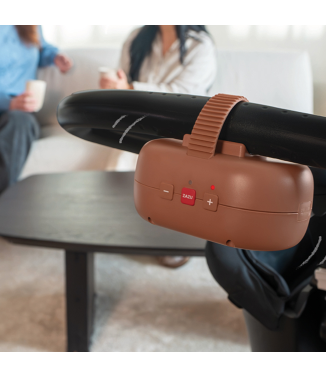 Comfortabele baby rocker Robby met zachte schommelstanden voor onderweg, in bruin