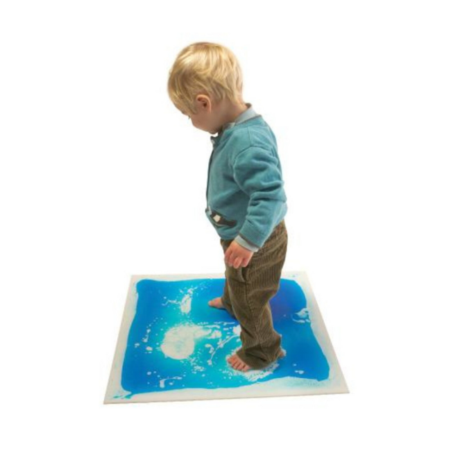 Sensory and colorful floor tiles to encourage motor skills, color recognition, and imaginative play
