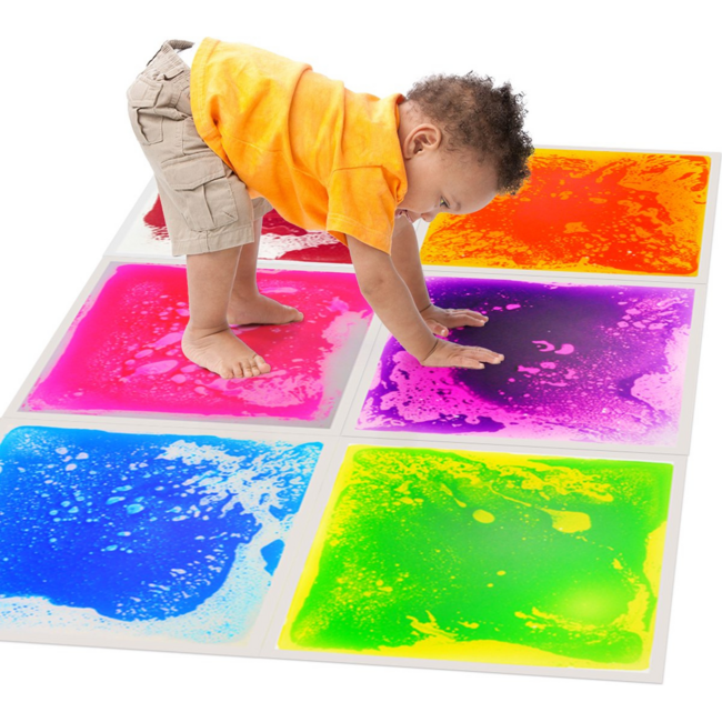 Blue sensory floor tile for tactile input and balance training