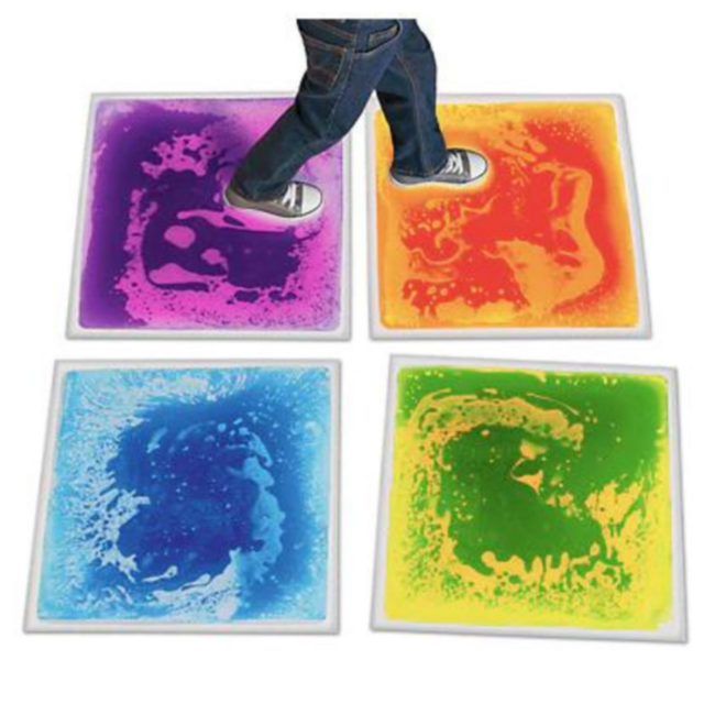 Blue sensory floor tile for tactile input and balance training