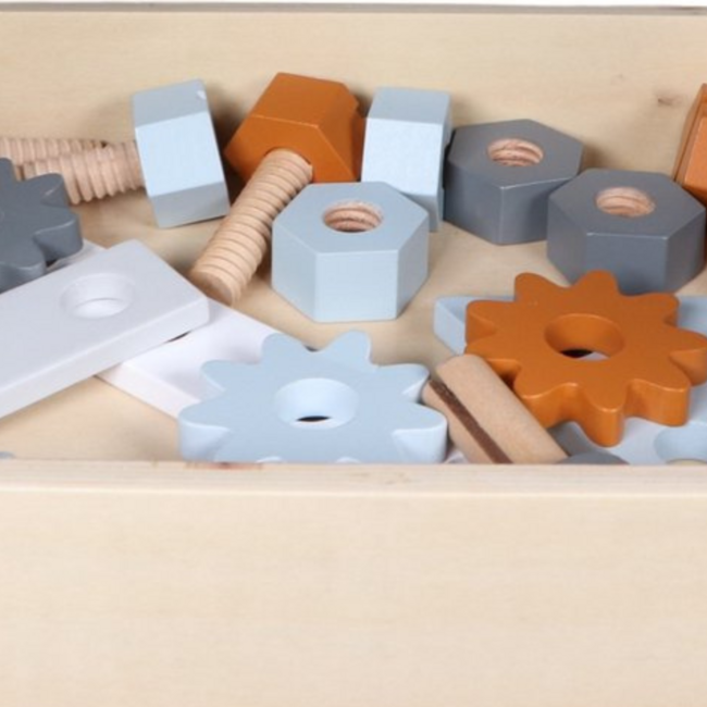 Durable wooden workbenches for imaginative play and fine motor development