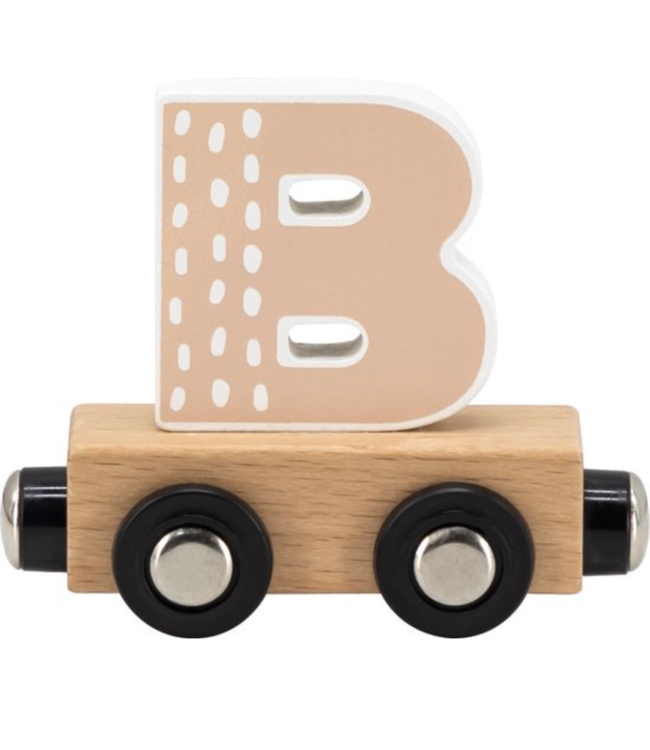 Houten letter B – beige & naturel met magneetkoppeling