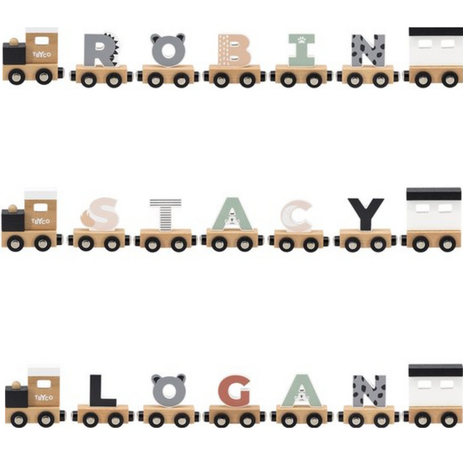 Houten letter F – zwart & wit met magneetkoppeling