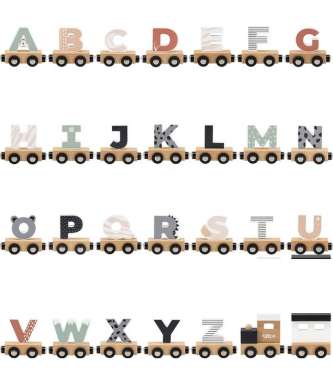 Houten trein letter G – bruin met magneetkoppeling