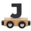 Houten letter J – zwart & wit met magneetkoppeling