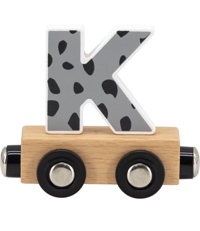 Houten letter K – grijs met magneetkoppeling