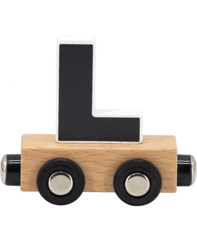 Houten letter L – zwart met magneetkoppeling