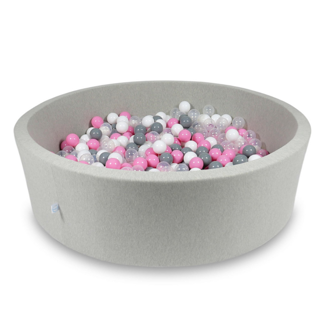 Piscine à balles en coton gris clair avec 700 balles – espace de jeu doux pour les tout-petits