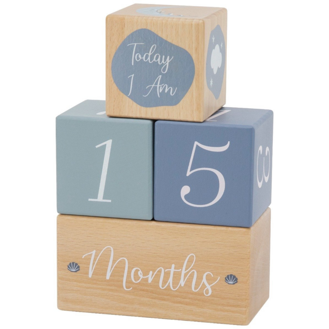 Wooden Milestone Blocks in Blue – For Capturing Precious Baby Memories