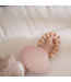 Bijtspeelgoed in schelpvorm met houten kralen – Roze siliconen bijtspeeltje voor baby's