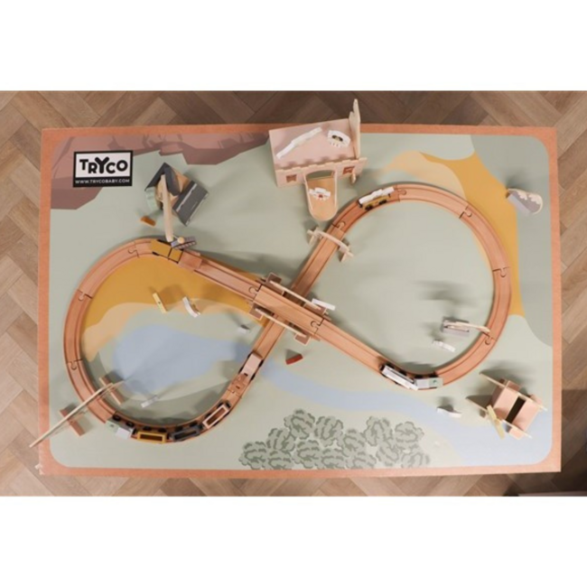 Houten treinbaan voor kinderen – Basisset met rails, trein en accessoires