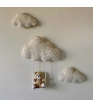 Little Joya Wanddecoratie wolkenset met beertje op schommel | 3-delig
