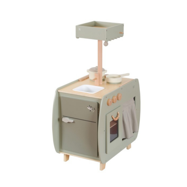 Wooden play kitchen Bistro in olive green – perfect for little chefs at home