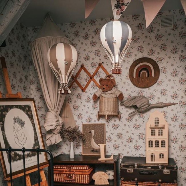 Dekorativer Heißluftballon Größe S – Beige/Grau