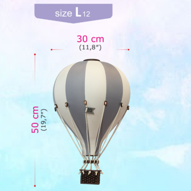 Grande montgolfière décorative beige/gris pour une chambre d’enfant féerique