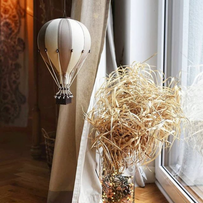 Decorative hot air balloon size M in beige and gold, elegant nursery decoration