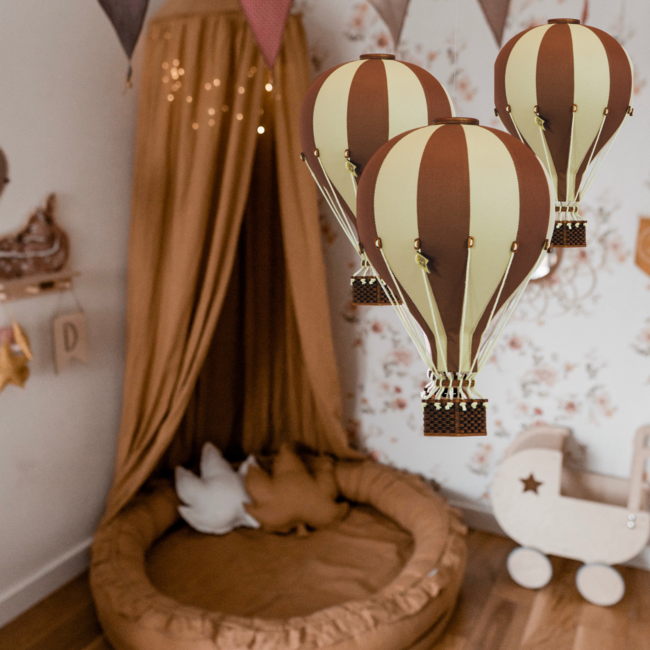 Dekorativer Heißluftballon Größe M in Beige und Braun – charmante Kinderzimmer-Deko