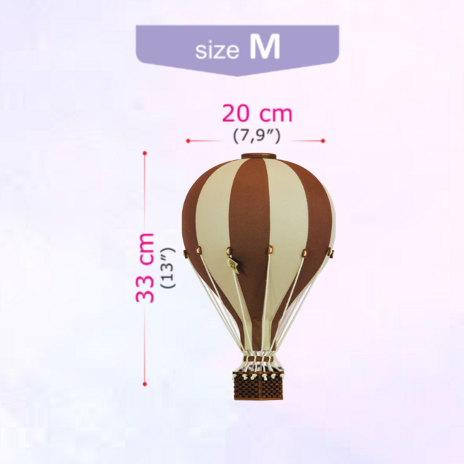 Montgolfière décorative taille M en beige et brun – déco charmante pour chambre d’enfant