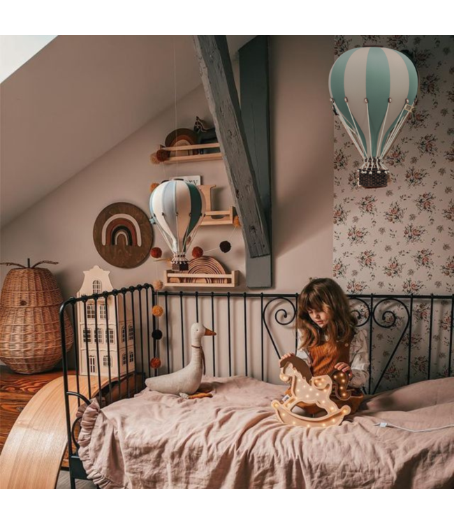 Decoratieve luchtballon maat S in mint en beige – stijlvolle wanddecoratie voor de kinderkamer