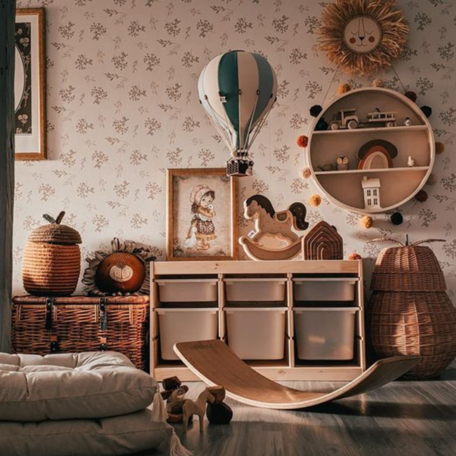 Decoratieve luchtballon maat S in mint en beige – stijlvolle wanddecoratie voor de kinderkamer