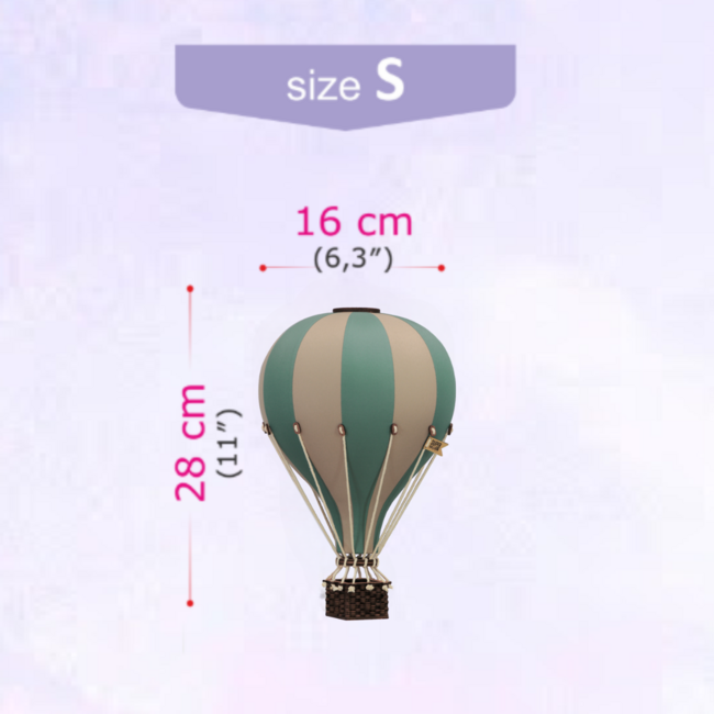 Decoratieve luchtballon maat M in mint en beige – unieke wanddecoratie voor de kinderkamer