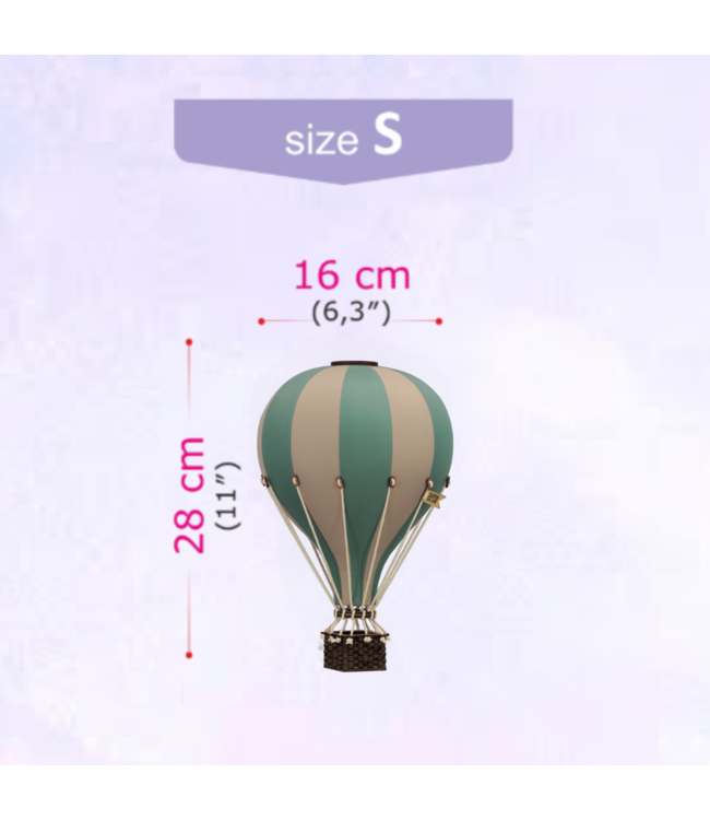 Decoratieve luchtballon maat M in mint en beige – unieke wanddecoratie voor de kinderkamer