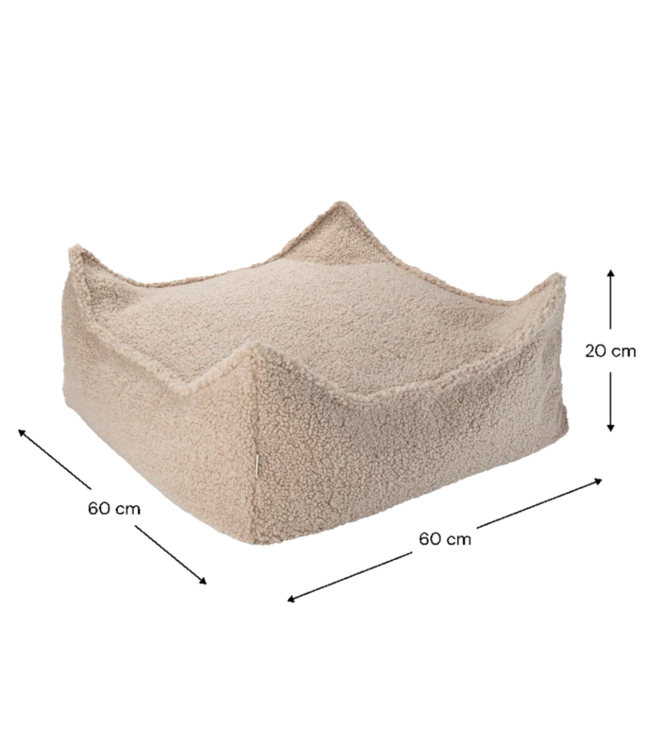 Vierkante zitzak Ottoman van zachte teddy stof – kleur Biscuit