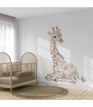 Bi&li creaties Muursticker Floral | Zittend girafje