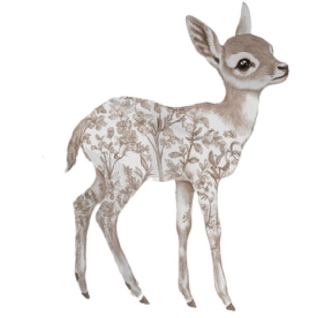 Muursticker Floral – Schattige hertjes voor de baby- of kinderkamer