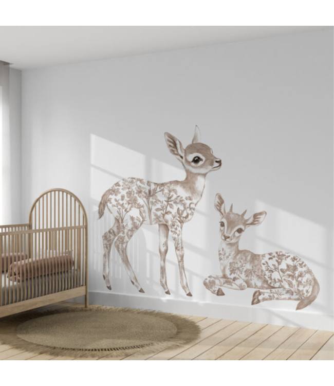 Muursticker Floral – Schattige hertjes voor de baby- of kinderkamer