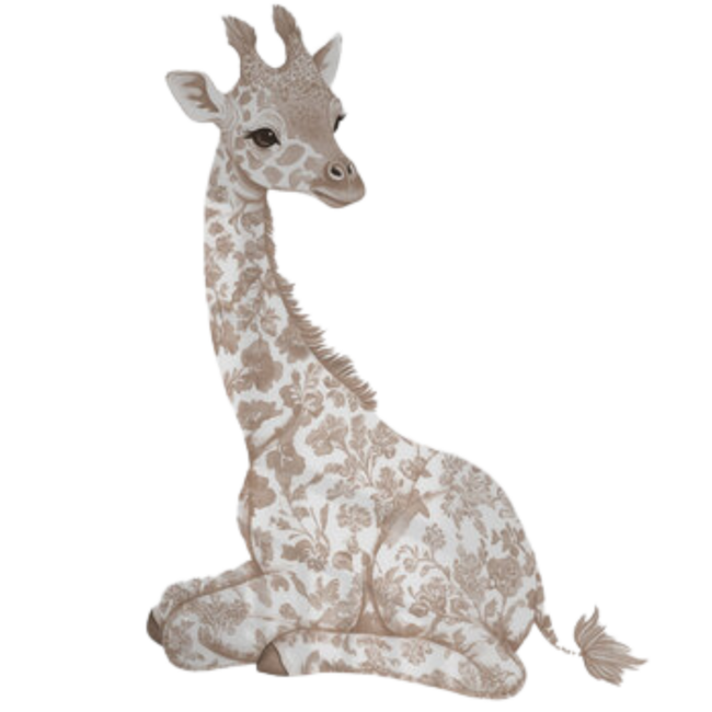 Muursticker Floral – Schattig zittend girafje voor de kinderkamer