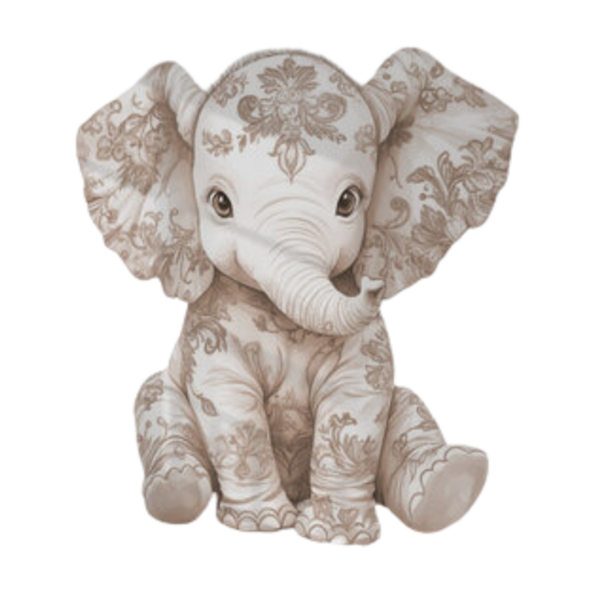 Sticker mural Floral – Adorable éléphanteau assis pour la chambre