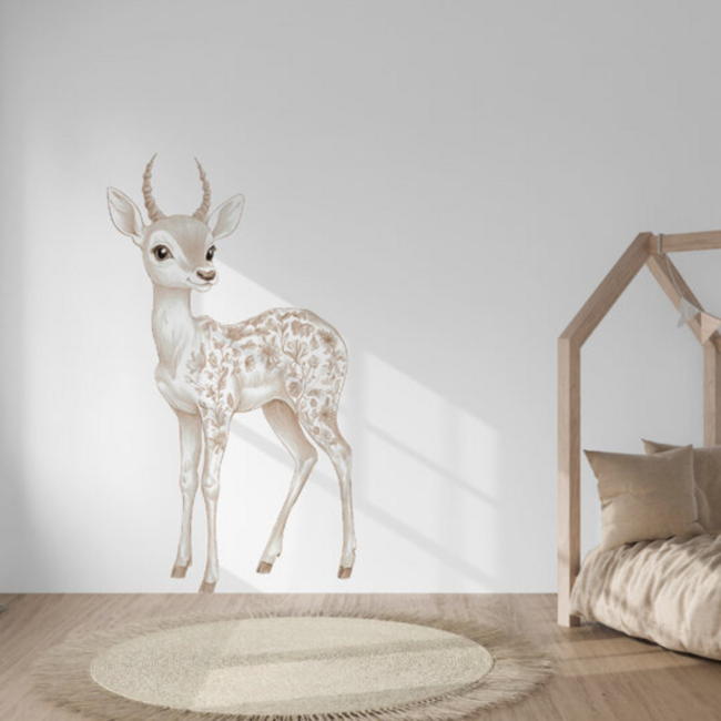Muursticker Floral | Antilope – Sierlijk design voor kinder- of babykamer