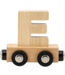 Houten lettertrein in naturel hout – losse letter E om de naam compleet te maken