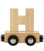 Houten lettertrein in naturel hout – losse letter H om de naam compleet te maken